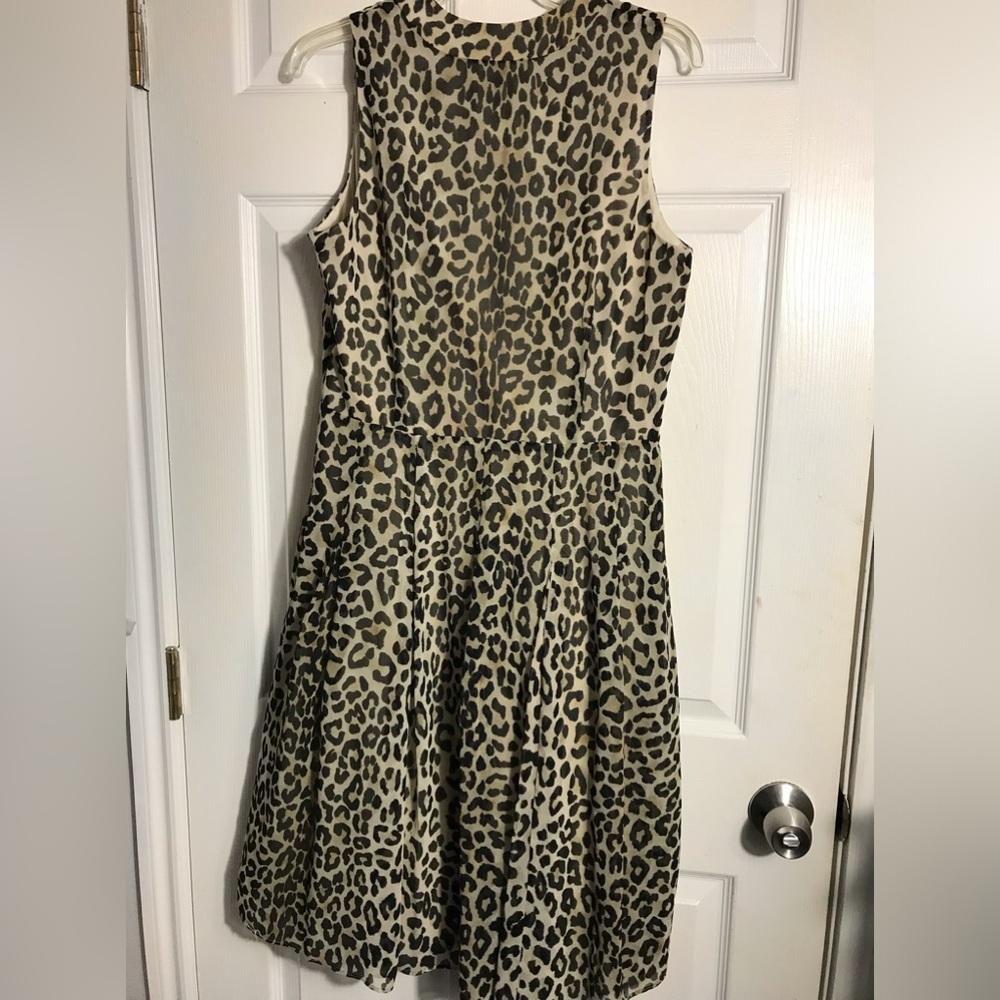 Anne Klein Leopard Print Sleeveless V-Neck Women’s Dress - Beige/Black 12 - Picture 4 of 6